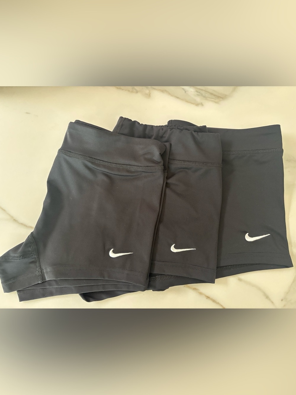 Nike Black Girls' Volleyball shorts with White Swoosh - 3-Pack M